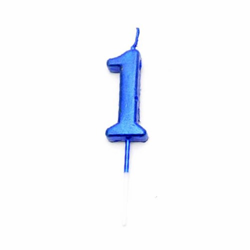 Blue 1 Number Candle Boys Birthday Anniversary Party Cake Decorations Topper Perspective: back