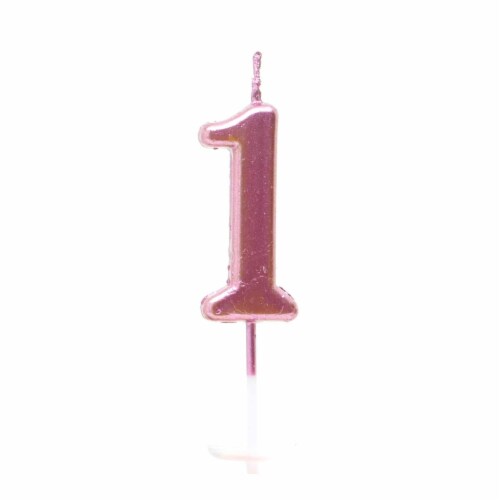 Number Candle Pink 1 Candle Birthday Anniversary Party Cake Decorations Topper Perspective: back
