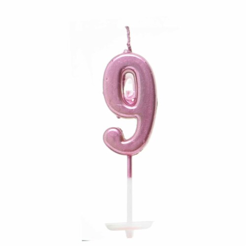 Number Candle Pink 9 Candle Birthday Anniversary Party Cake Decorations Topper Perspective: back