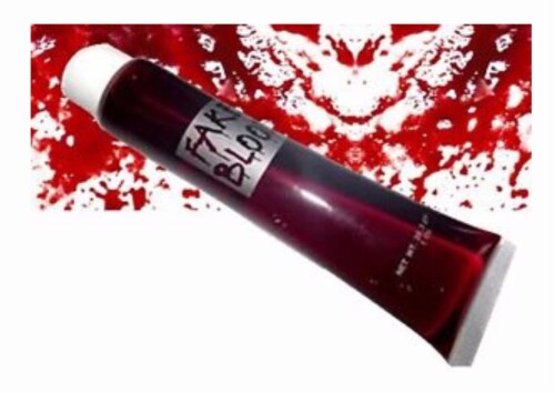 Fake Halloween Red Blood Vampire Zombie Face Make Up Fancy Dress Theatrical Fun Perspective: back