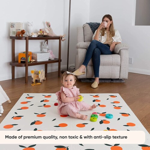 CHILDLIKE BEHAVIOR X-Large Baby Play Mat 72x48 Inch - Oranges Perspective: back