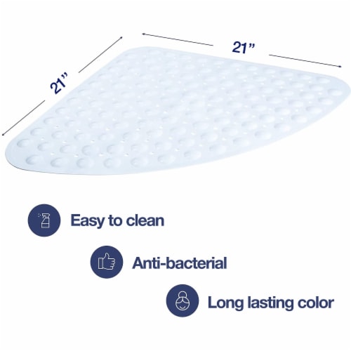 TranquilBeauty Curved White Shower Mat 54x54cm/21x21in | Non-Slip Perspective: back