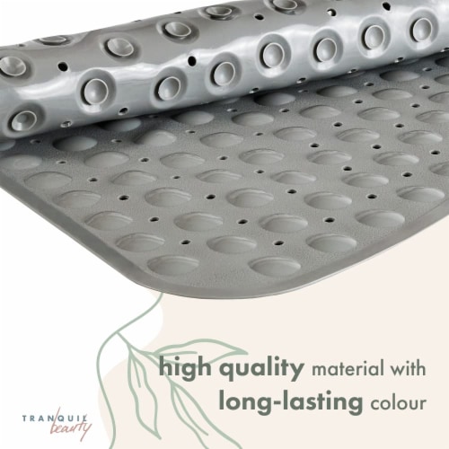 TranquilBeauty Solid Grey Curved Shower Mat | 53x53cm/21x21in Perspective: back