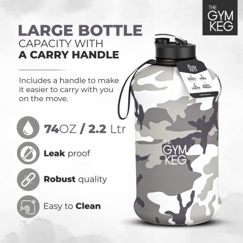 THE GYM KEG Sports Water Bottle | Urban Camo | Insulated | 2.2L Perspective: back