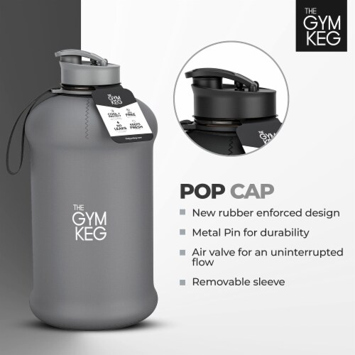THE GYM KEG Nardo Grey 74oz | Half Gallon | Water Bottle | Carry Handle | Sport & Reusable Perspective: back