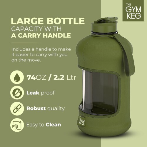 THE GYM KEG Cargo Green Sports Water Bottle | 64oz | Insulated, Ecofriendly & BPA Free Perspective: back
