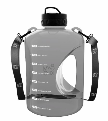 THE GYM KEG 1 Gallon Transparent Black Water Bottle | BPA-Free Plastic | Leakproof Perspective: back