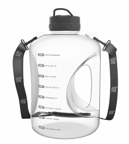 THE GYM KEG 1 Gallon Water Bottle (Transparent Light-Grey) | BPA-Free Perspective: back