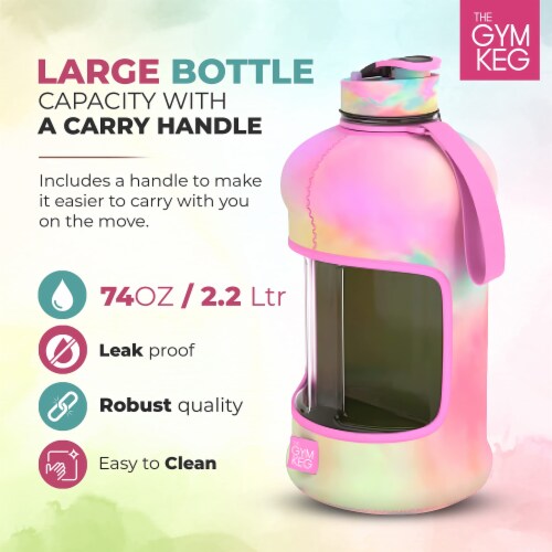 THE GYM KEG Sports Water Bottle (2.2 L) | Half Gallon | Love Tie Dye Perspective: back