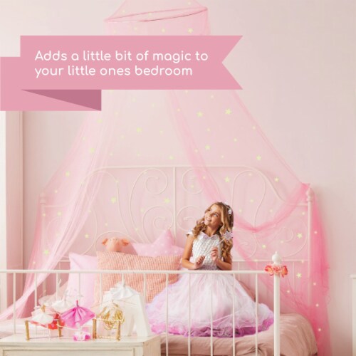Bed Canopy with Glow in The Dark Stars for Girls, Kids and Babies, Anti Mosquito Net Cover Perspective: back