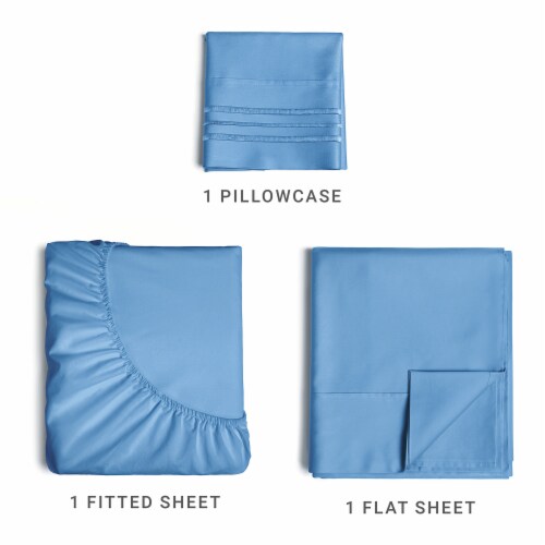 CGK Linens 3 Piece Microfiber Sheet Set - Twin - Denim Blue Perspective: back