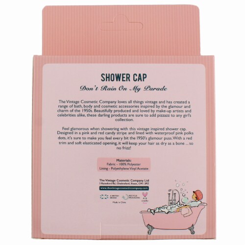 The Vintage Cosmetic Company Candy Striped Shower Cap Perspective: back