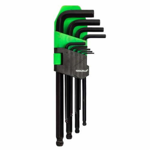 TOOLZILLA 9 Piece Allen Key Set - Advanced Ball End Design & Precision Machined Tips Perspective: back