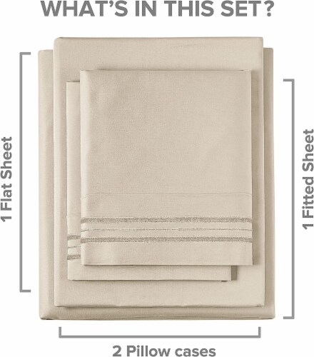 CGK Linens 4 Piece Deep Pocket Microfiber Sheet Set - Full - Cream Perspective: back