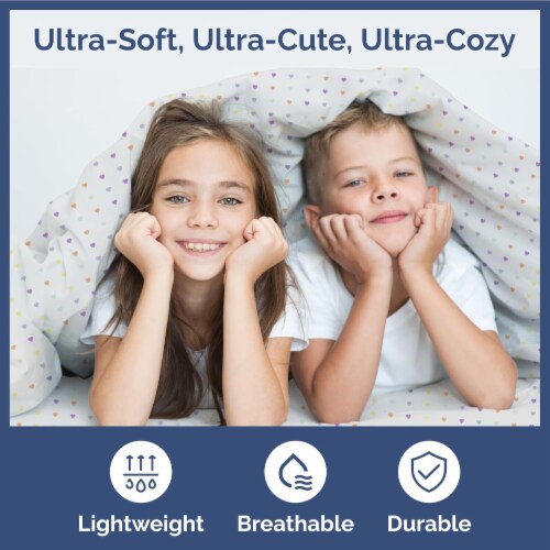 CGK Linens Kids 4 Piece Microfiber Sheet Set - Full - Multicolor Hearts Perspective: back
