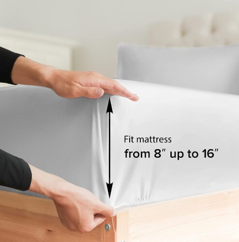 CGK Linens Cotton Fitted Sheet 14 - 16 Deep Pocket - King - White Perspective: back