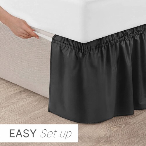 CGK Linens Ruffled Elastic Wrap Around Bedskirt 12 Inch Drop Queen Black Queen Fred Meyer