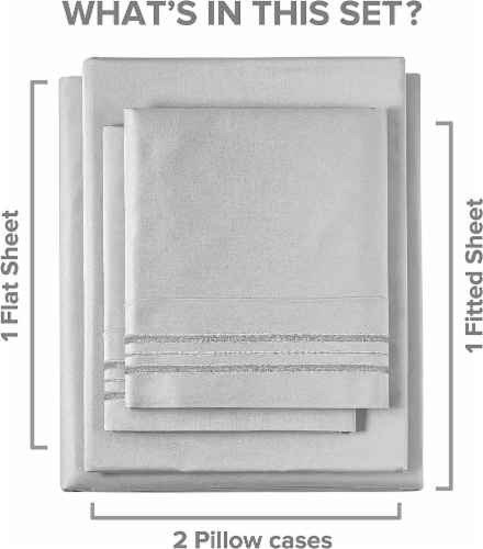 CGK Unlimited 4 Piece Deep Pocket Microfiber (Muted, Vibrant) Sheet Set-Cal King-French Grey Perspective: back