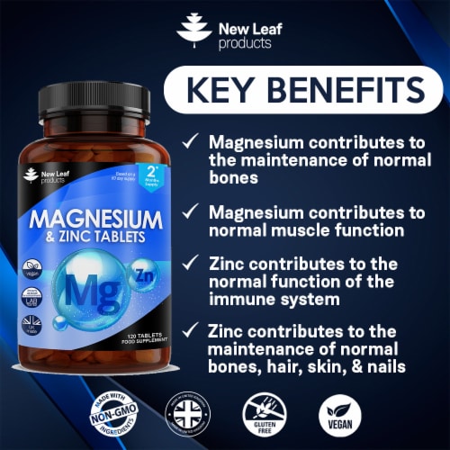 Magnesium Supplement 500mg with Zinc Vegan Magnesium Tablets High