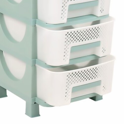 Homeplast Venus 30 In Tall Plastic 4 Drawer Home Storage Organizer Shelf, Green Perspective: back