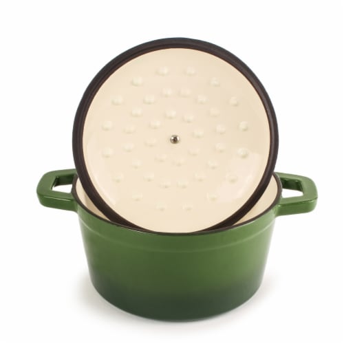 BergHOFF Cast Iron Round Casserole Dish - Green Perspective: back