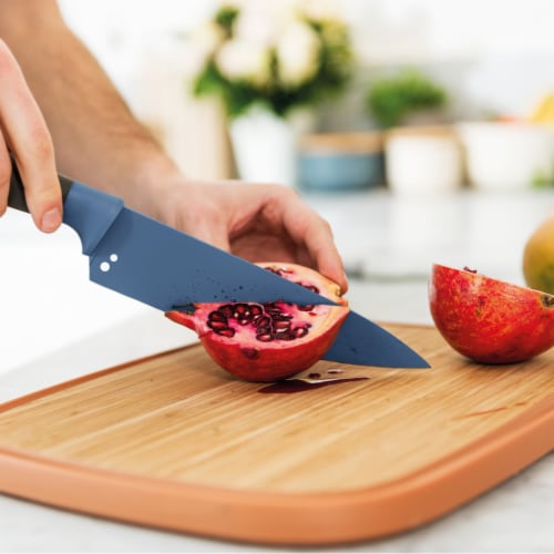BergHOFF Leo Stainless Steel Chef Knife with Herb Stripper - Blue Perspective: back