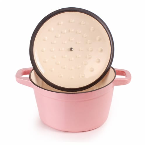 BergHOFF Neo Cast Iron Round Stockpot Dish - Pink Perspective: back