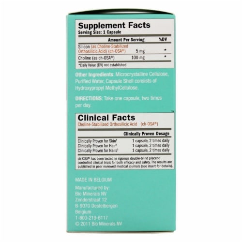 BIOSIL® HAIR, SKIN, NAILS 60ct Veggie Capsules Perspective: back
