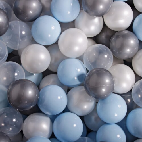 MeowBaby Round 35 x 11.5 Baby Foam Ball Pit w/ 200 Balls, Baby Blue/Transparent Perspective: back