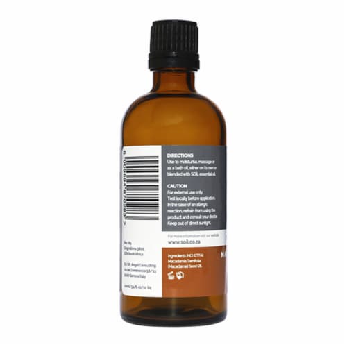 SOiL Organic Macadamia Nut Oil (Macadamia Integrifolia) 100ml Perspective: back