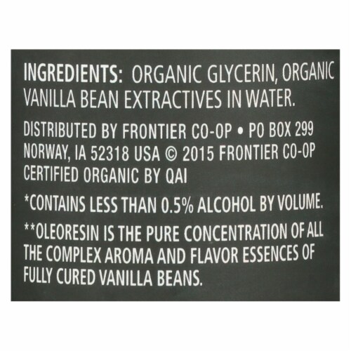Frontier Herb Vanilla Flavoring - Organic - 4 oz Perspective: back
