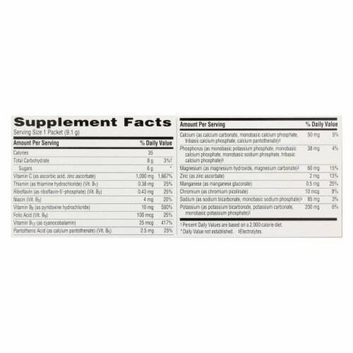 Alacer - Emergen-C Vitamin C Fizzy Drink Mix Raspberry - 1000 mg - 30 Packets Perspective: back