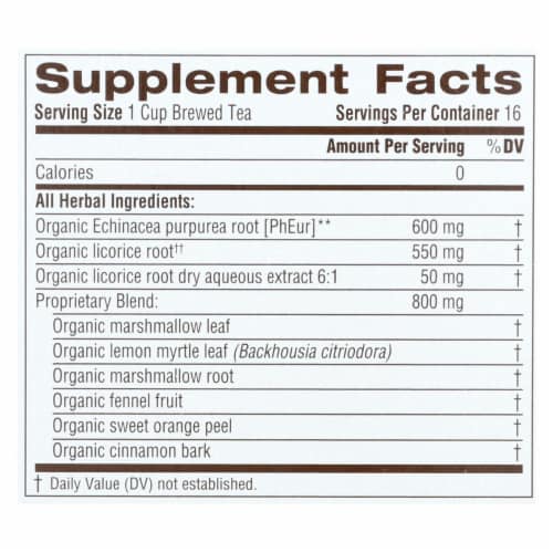 Traditional Medicinals Organic Lemon Echinacea Throat Coat Herbal Tea-16 Tea Bags - Case of 6 Perspective: back