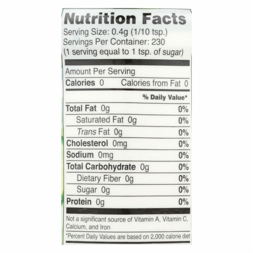 Sweet Leaf Sweetener - Organic - Stevia - 3.2 oz Perspective: back