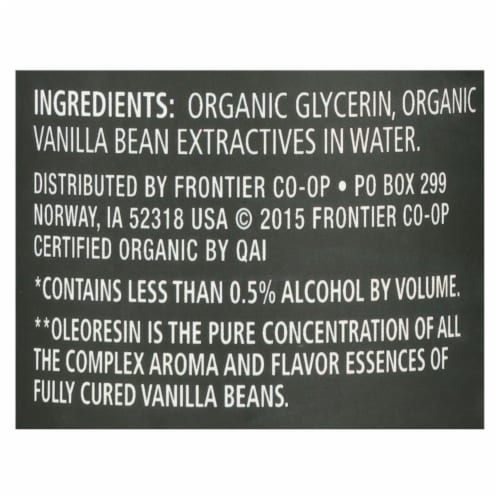 Frontier Herb Vanilla Flavoring - Organic - 4 oz Perspective: back