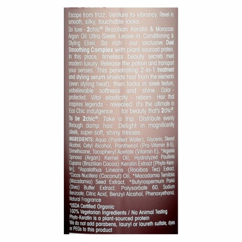 Giovanni 2chic UltraSleek Leave-In Conditioning & Styling Elixir-Keratin and Argan Oil 4 floz Perspective: back