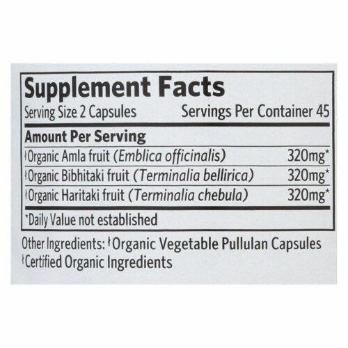 Organic India Triphala - Organic - 90 VCAP Perspective: back