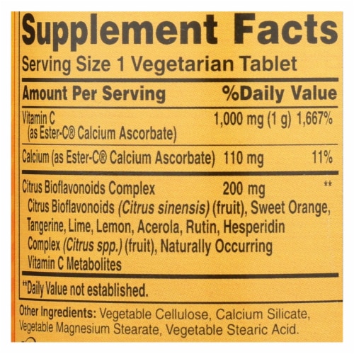 American Health - Ester-C with Citrus Bioflavonoids - 1000 mg - 90 Vegetarian Tablets Perspective: back