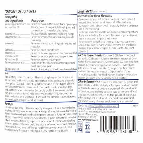 Topricin Anti-Inflammatory Pain Relief and Healing Cream - 8 oz Perspective: back