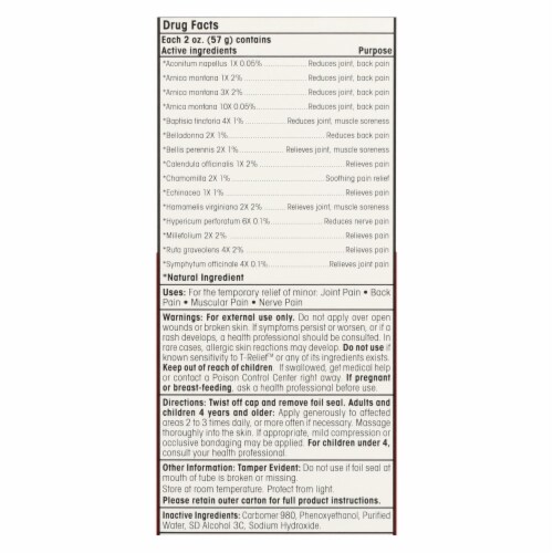 T-Relief - Pain Relief Gel - Arnica plus 12 Natural Ingredients - 1.76 oz Perspective: back