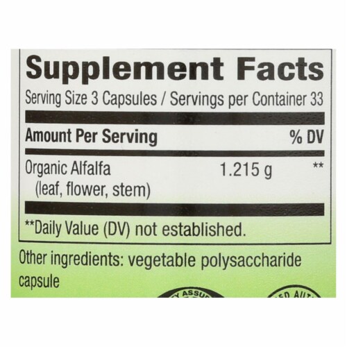 Nature's Way - Alfalfa Young Harvest - 100 Capsules - Pack of 3 Perspective: back