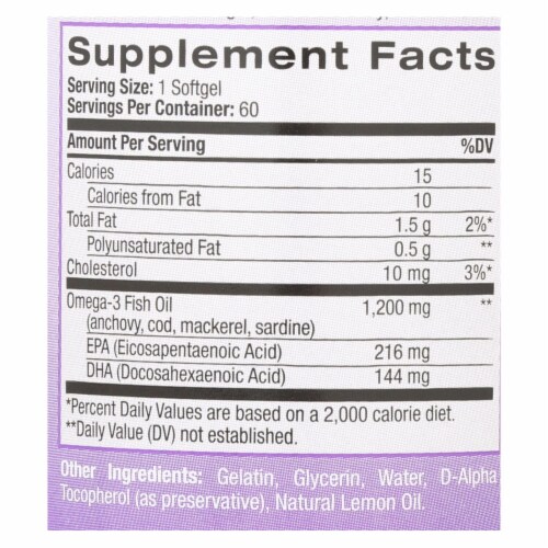 Natrol Omega-3 Fish Oil Lemon - 1200 mg - 60 Softgels - Pack of 3 Perspective: back