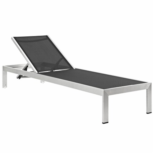 Ergode Shore Chaise Outdoor Patio Aluminum Set of 2 - Silver Black Perspective: back