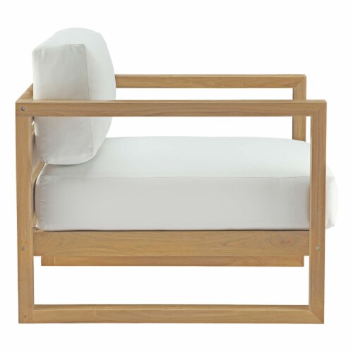 Ergode Upland Outdoor Patio Teak Armchair - Natural White Perspective: back