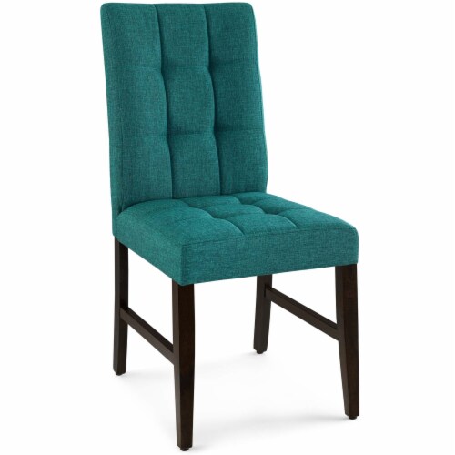 Ergode Promulgate Biscuit Tufted Upholstered Fabric Dining Chair Set of 2 - Teal Perspective: back
