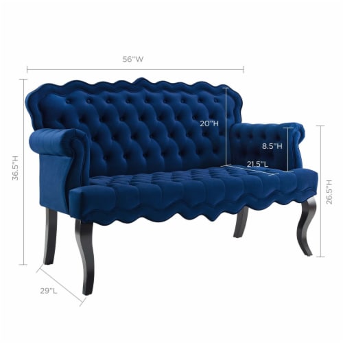 Ergode Viola Chesterfield Button Tufted Loveseat Performance Velvet Settee - Navy Perspective: back