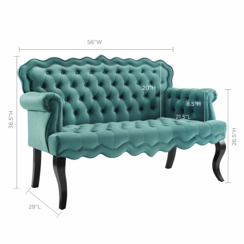 Ergode Viola Chesterfield Button Tufted Loveseat Performance Velvet Settee - Teal Perspective: back