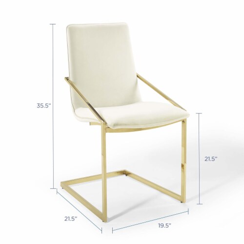 Ergode Pitch Performance Velvet Dining Armchair - Gold Ivory Perspective: back