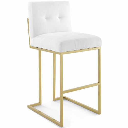 Stainless Steel Performance Velvet Bar Stool Set of 2 - Gold White Perspective: back