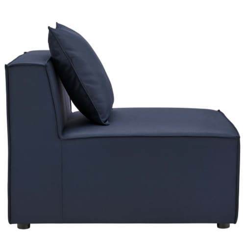 Ergode Saybrook Outdoor Patio Upholstered Sectional Sofa Armless Chair - Navy Blue Perspective: back